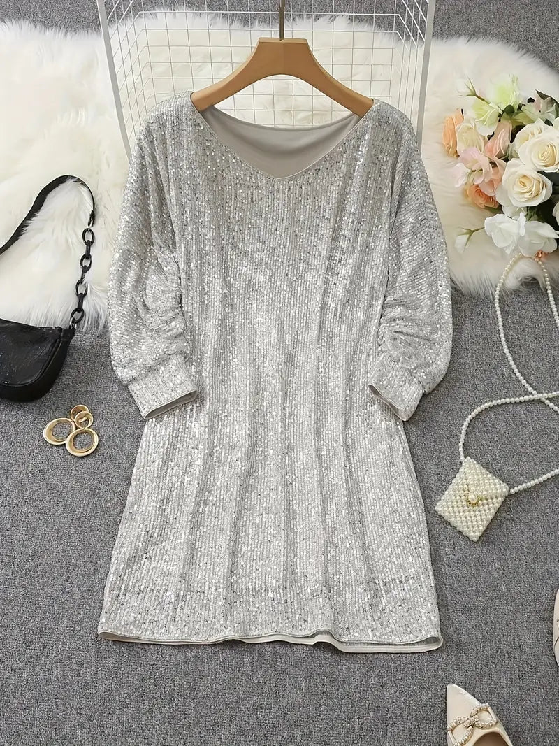 Women's Off-Shoulder Sequin Mini Dress