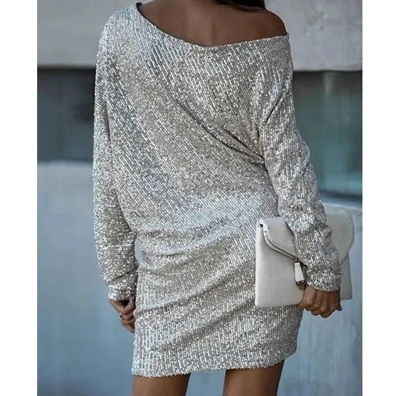 Women's Off-Shoulder Sequin Mini Dress