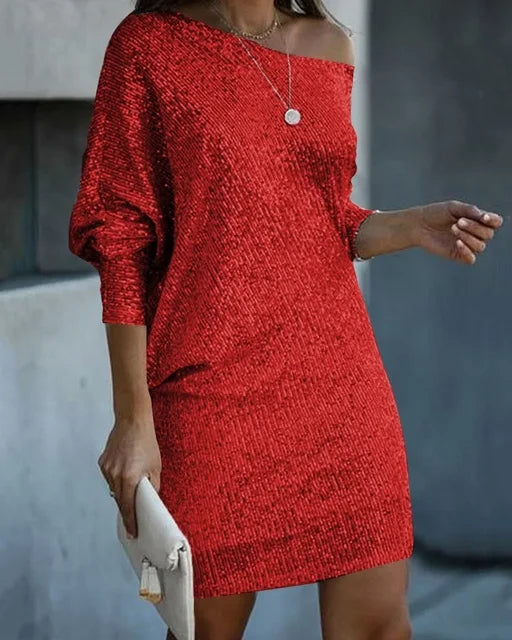 Women's Off-Shoulder Sequin Mini Dress