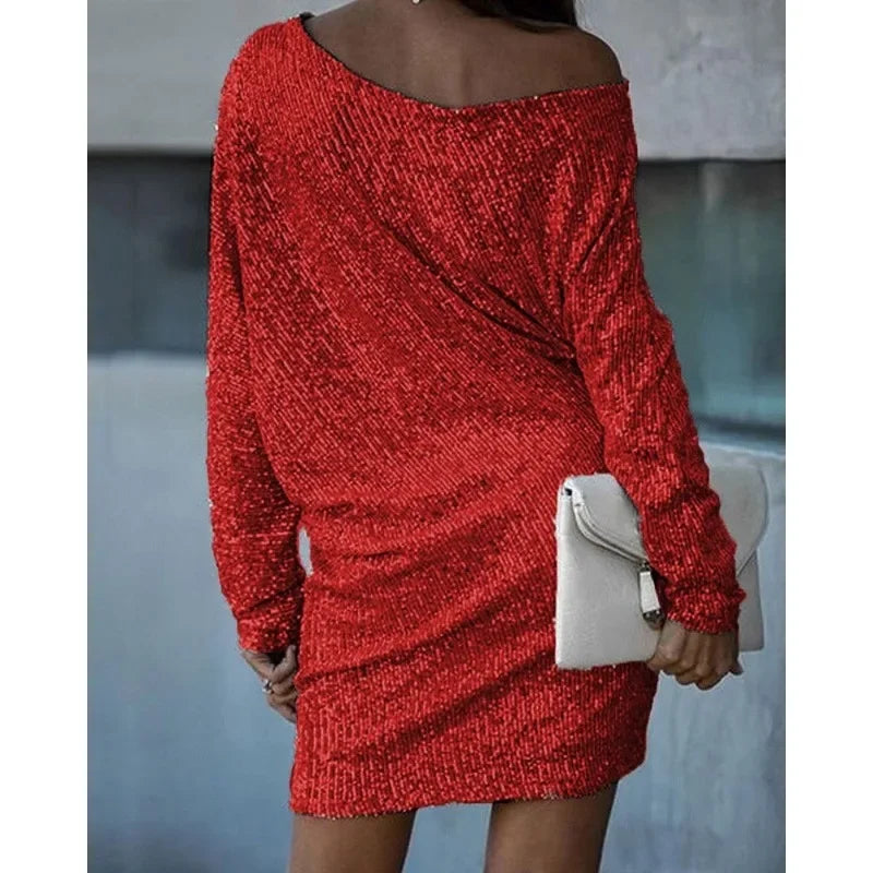 Women's Off-Shoulder Sequin Mini Dress