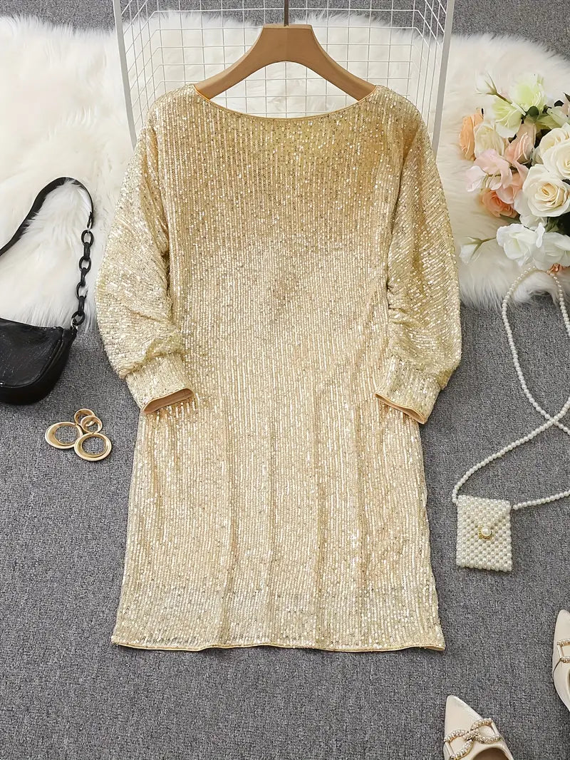 Women's Off-Shoulder Sequin Mini Dress