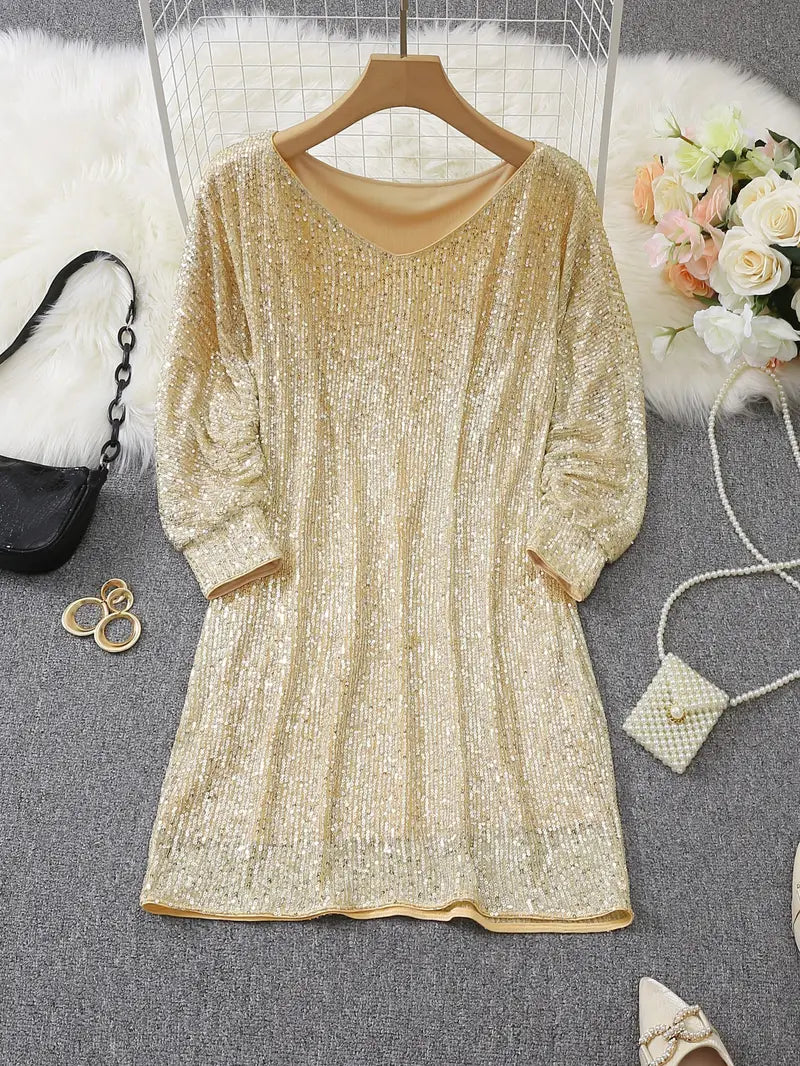 Women's Off-Shoulder Sequin Mini Dress
