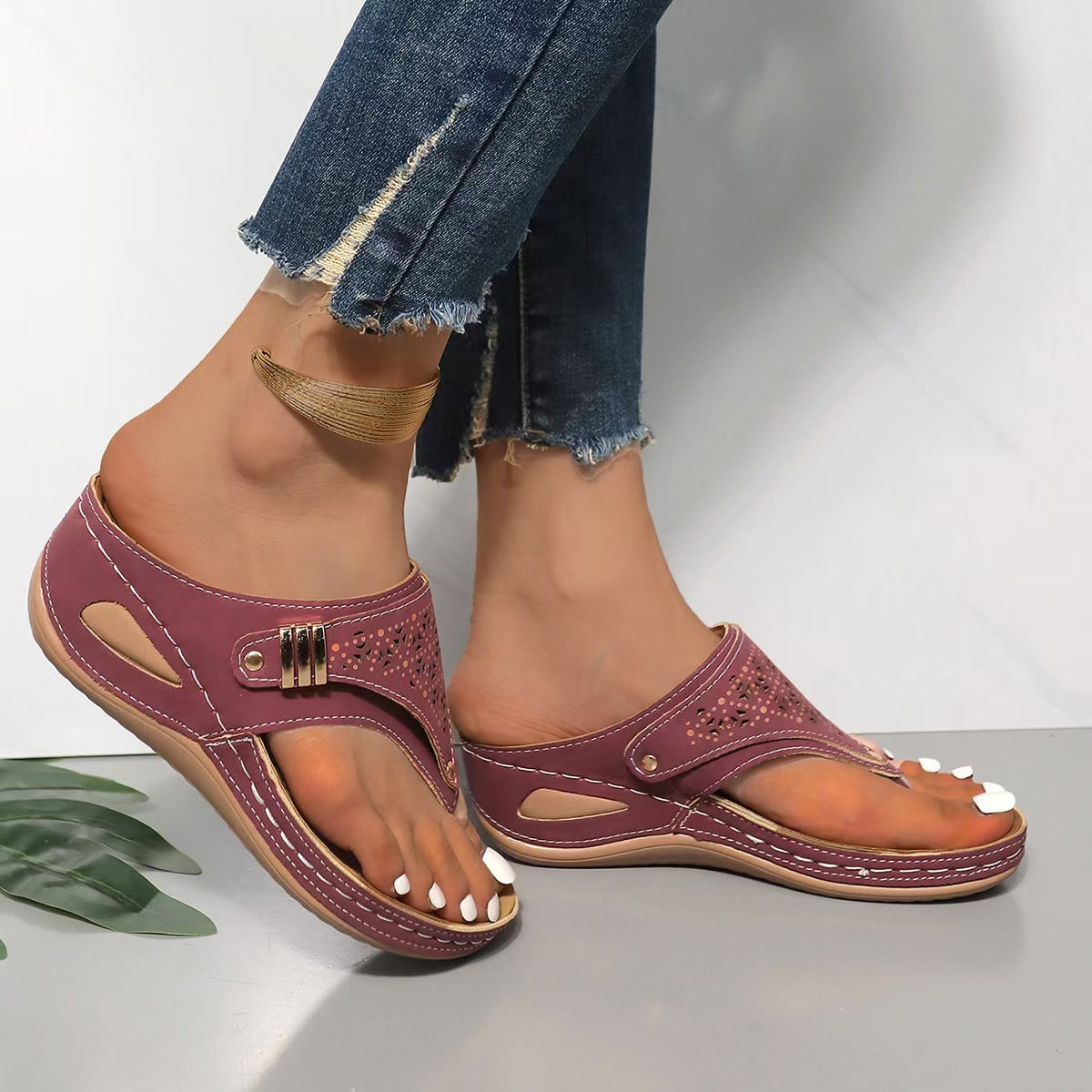 Women's Orthopedic Geometric Thong Sandals