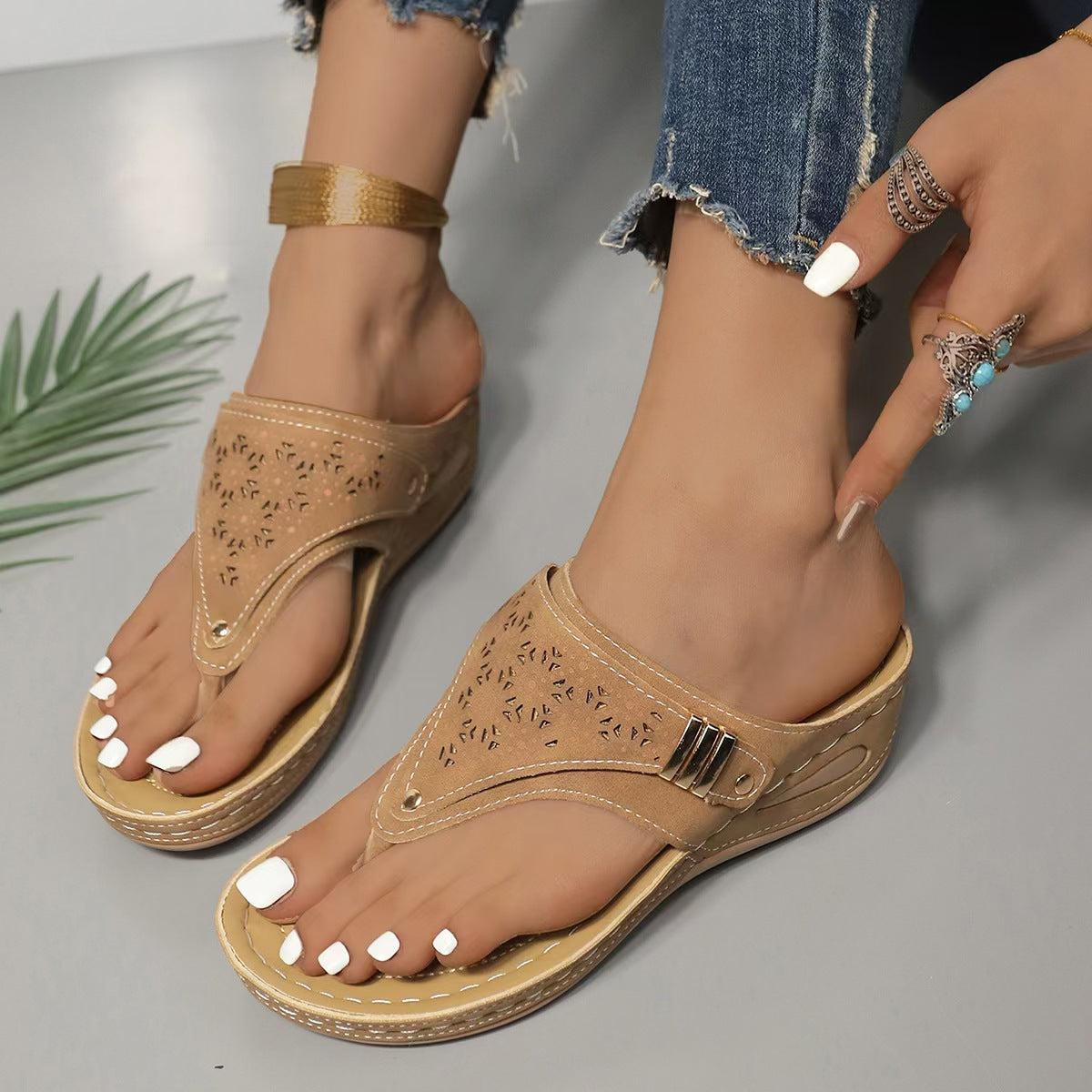 Women's Orthopedic Geometric Thong Sandals