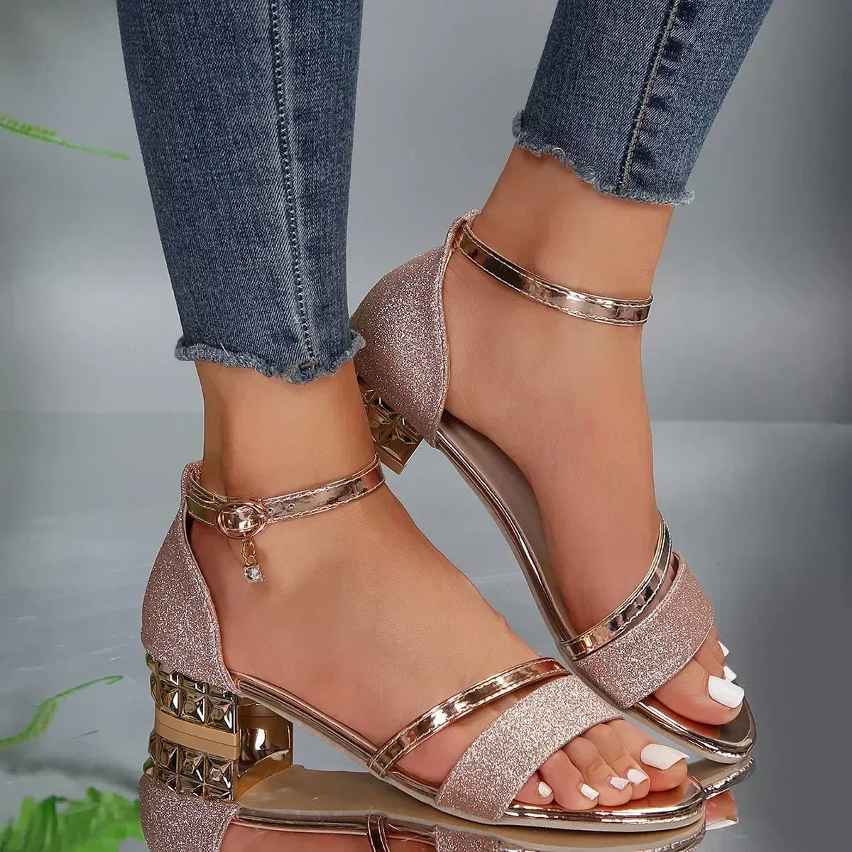 Women's Orthopedic Glitter Strappy Sandals