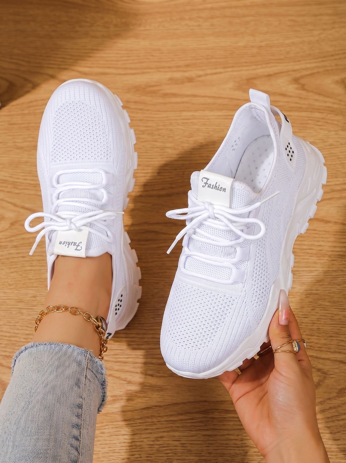 Women's Orthopedic Lace-Up Chunky Sole Mesh Sneakers