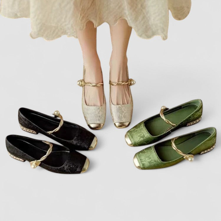 Women's Orthopedic Pearl Embellished Ballet Flats