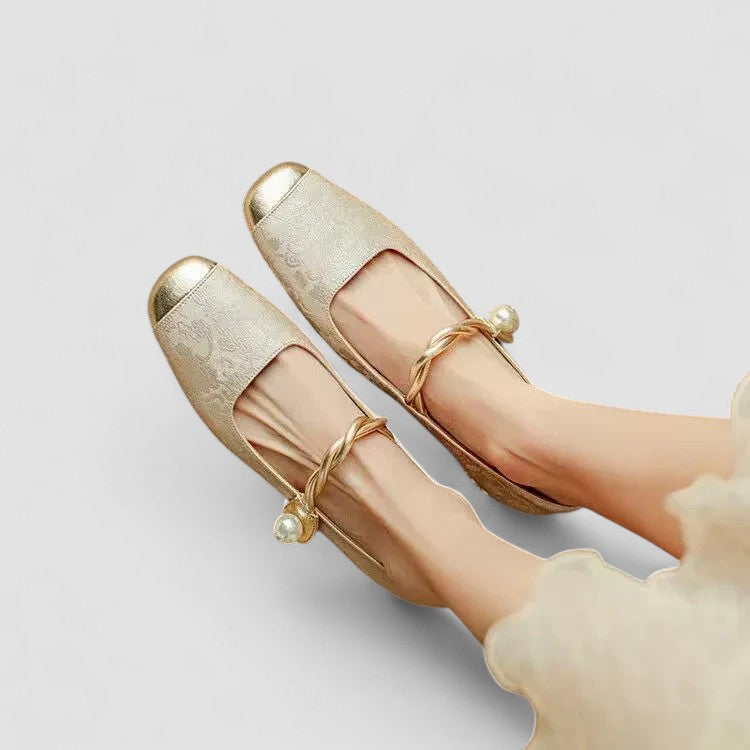 Women's Orthopedic Pearl Embellished Ballet Flats