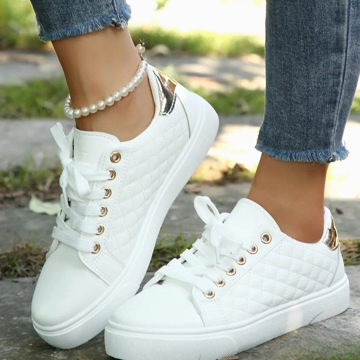 Women's Orthopedic Quilted Lace-Up Platform Sneakers