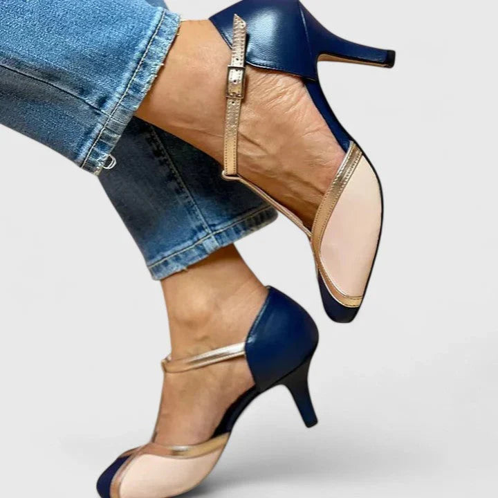 Women's Pointed-Toe Orthopedic Mary Jane Heels with Buckle Strap