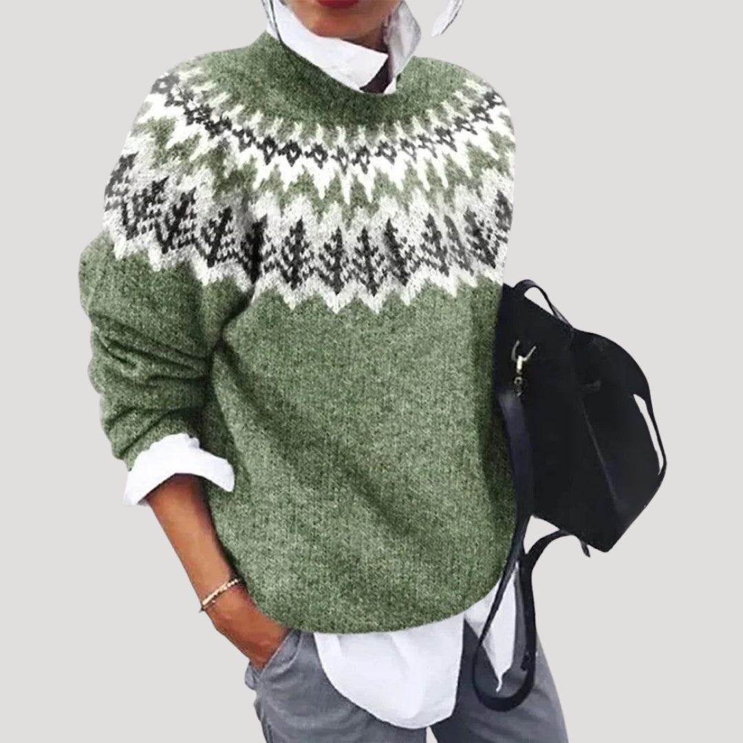 Women's Regular Fit Fair Isle Christmas Sweater with Nordic Pattern
