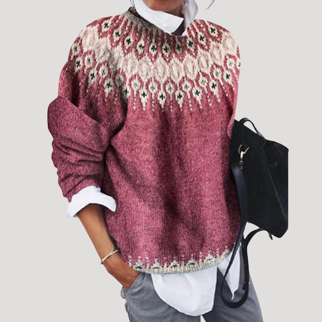 Women's Regular Fit Fair Isle Christmas Sweater with Nordic Pattern