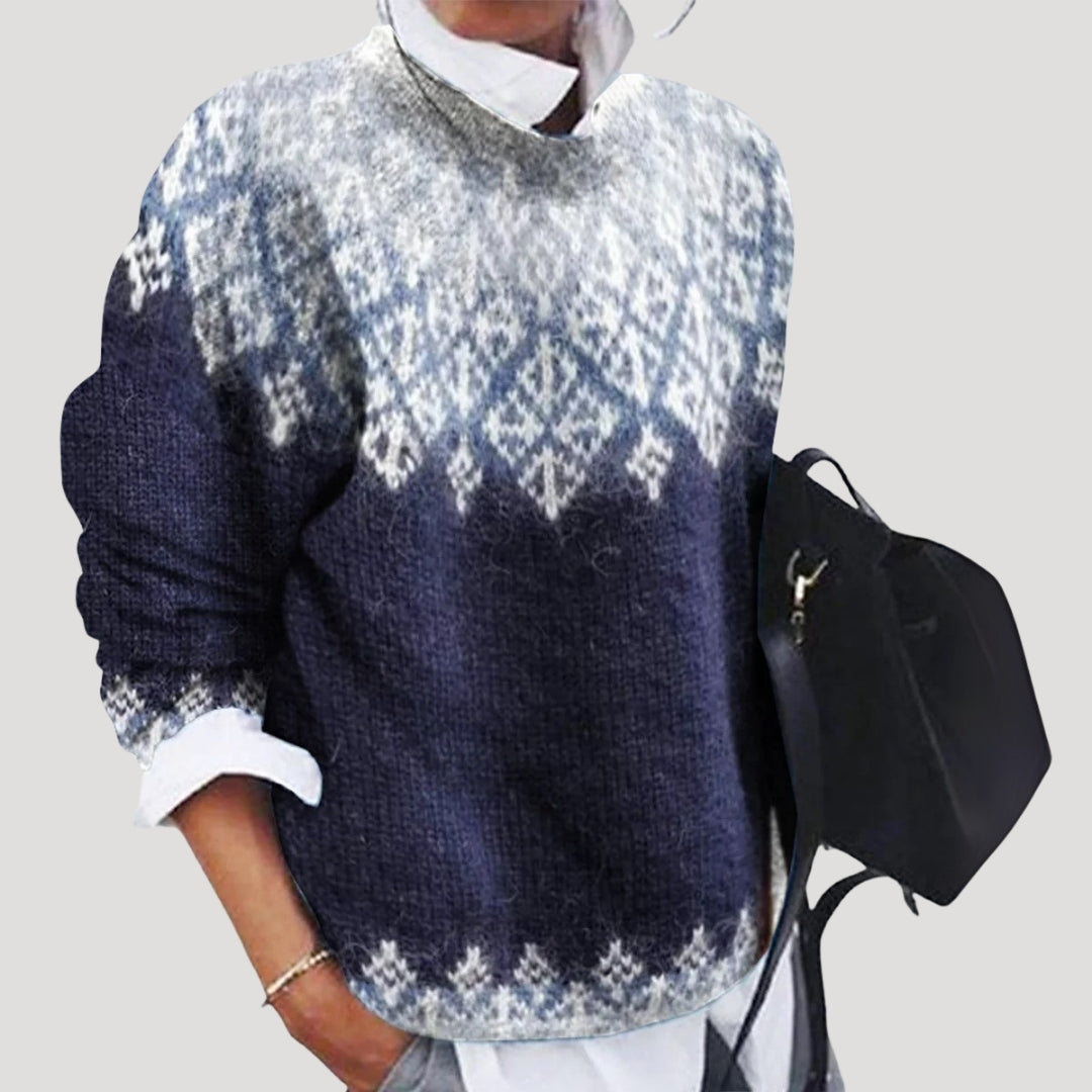 Women's Regular Fit Fair Isle Christmas Sweater with Nordic Pattern
