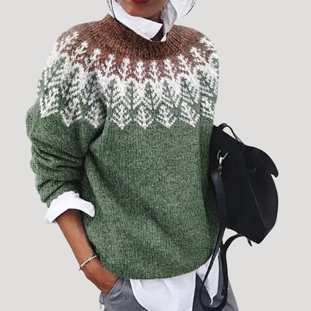 Women's Regular Fit Fair Isle Christmas Sweater with Nordic Pattern