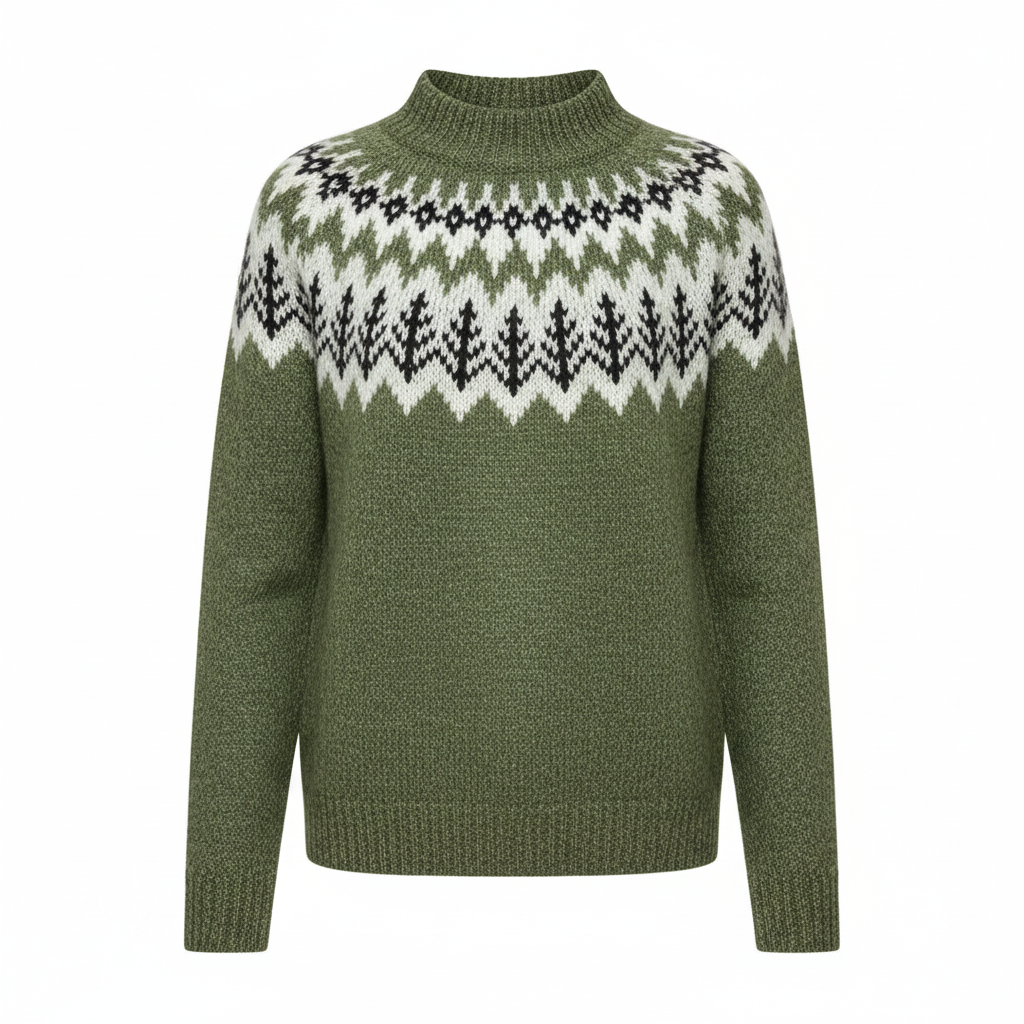 Women's Regular Fit Fair Isle Christmas Sweater with Nordic Pattern