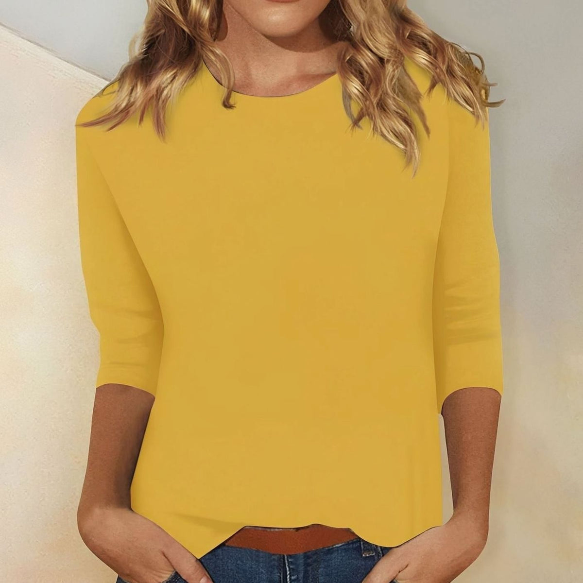 Women's Relaxed-Fit 3/4 Sleeve Crew Neck Casual Top