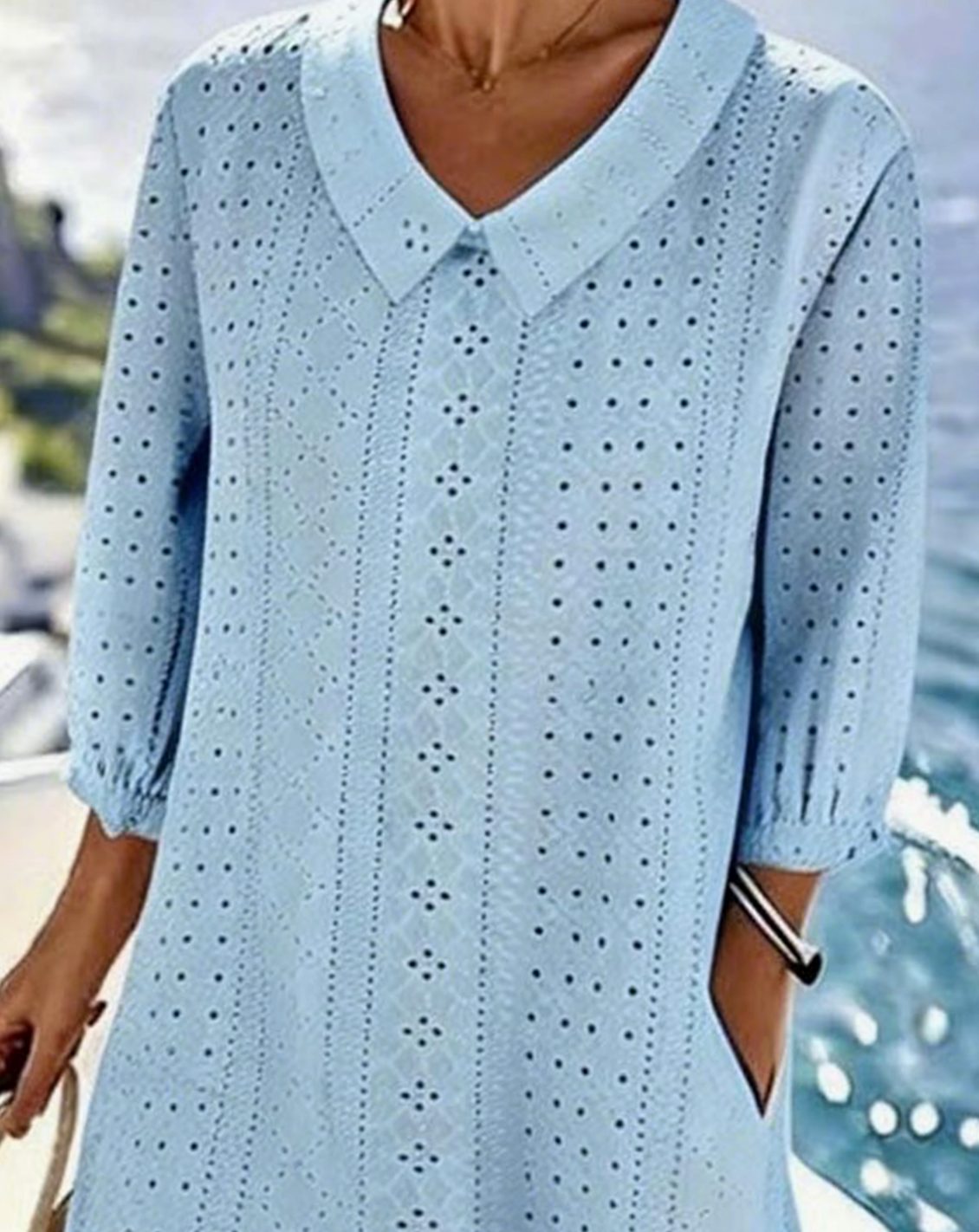 Women's Relaxed-Fit Eyelet Cutout Midi Dress