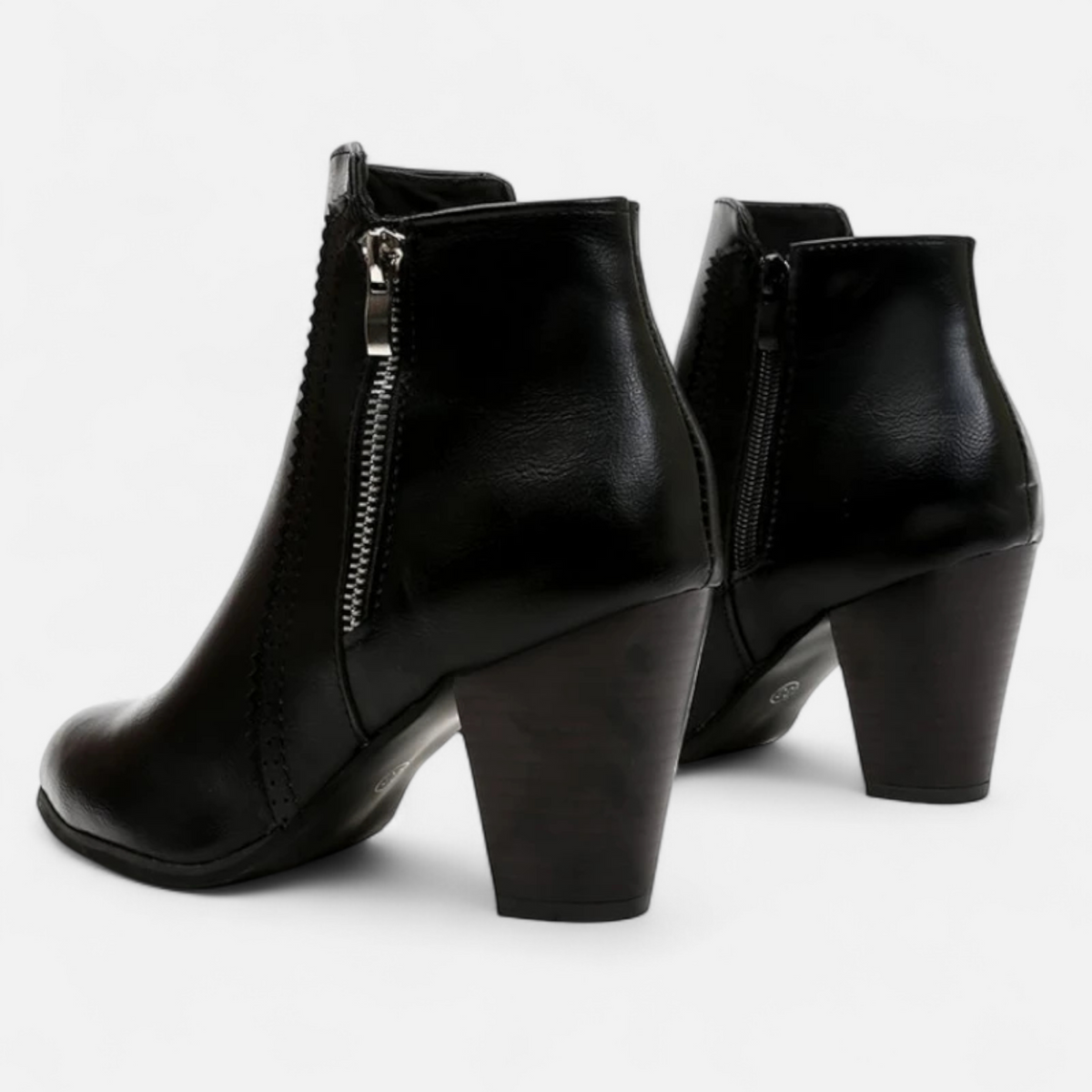 Women's Retro Ankle Boots with Chunky Heel & Zipper Detail