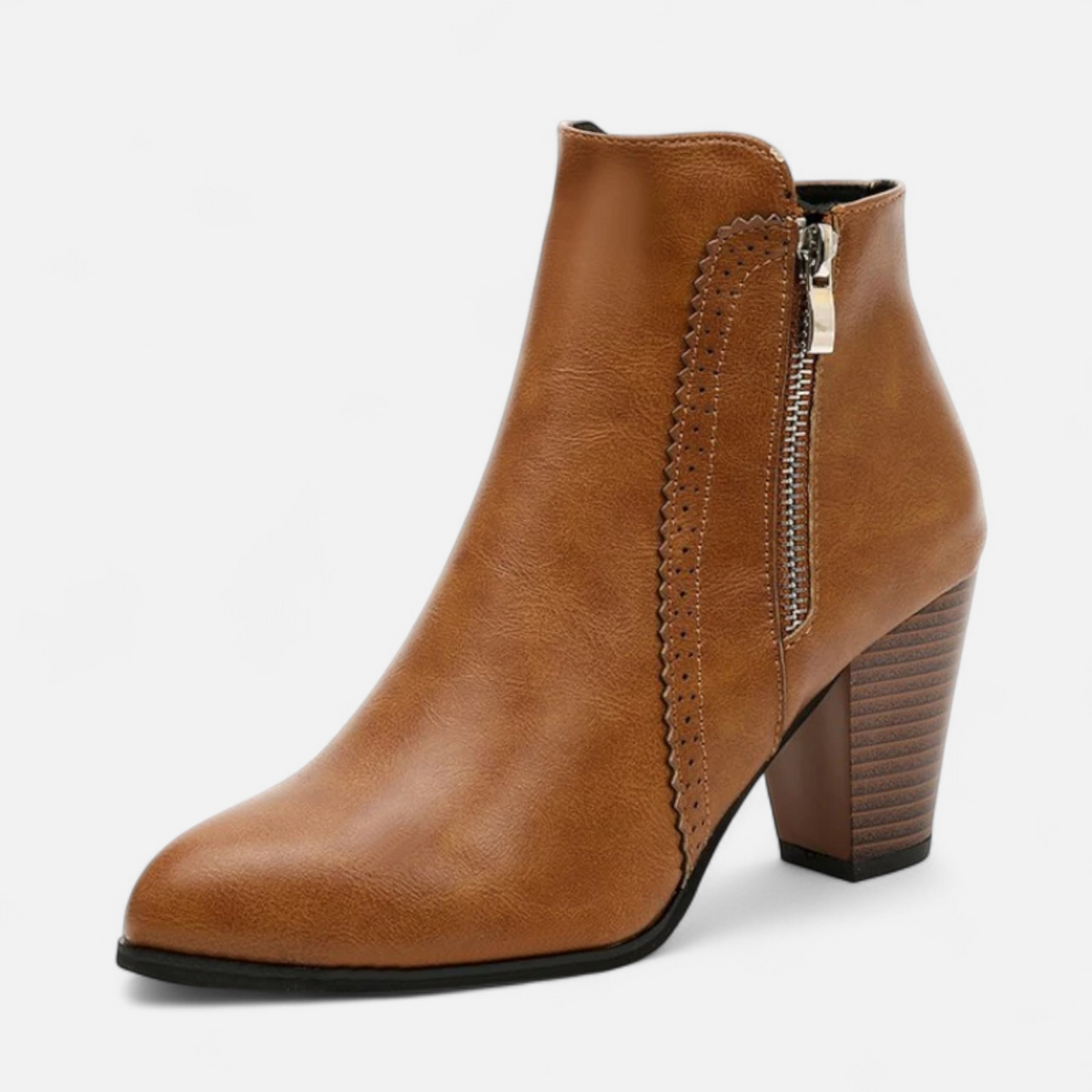 Women's Retro Ankle Boots with Chunky Heel & Zipper Detail