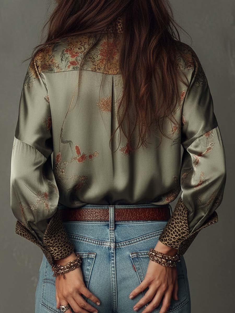 Women's Satin Button-Down Shirt