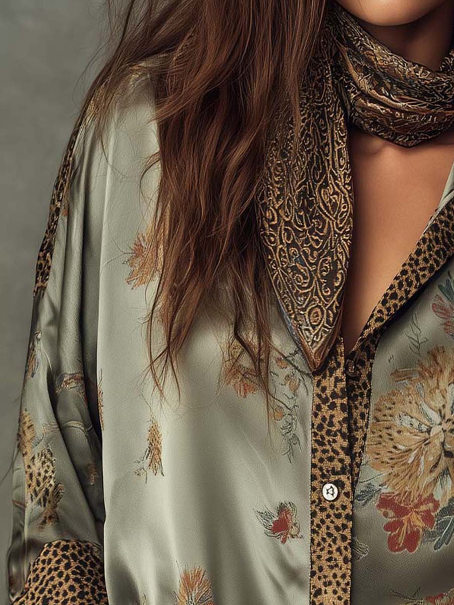 Women's Satin Button-Down Shirt