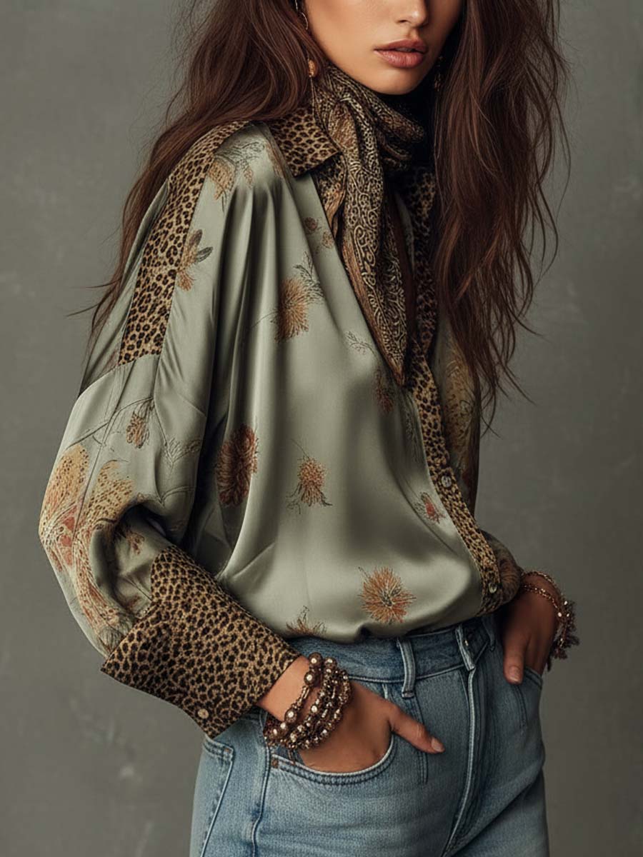Women's Satin Button-Down Shirt