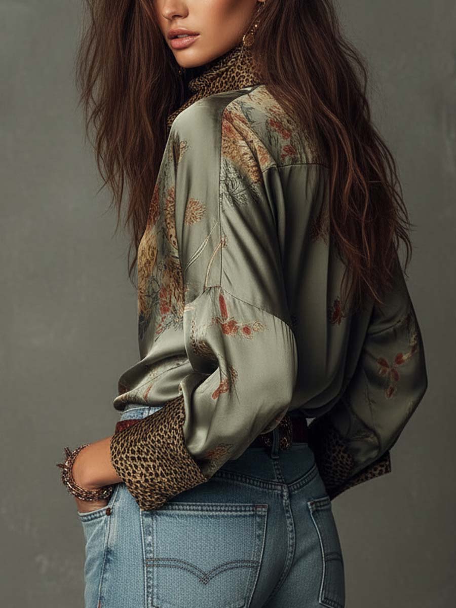 Women's Satin Button-Down Shirt