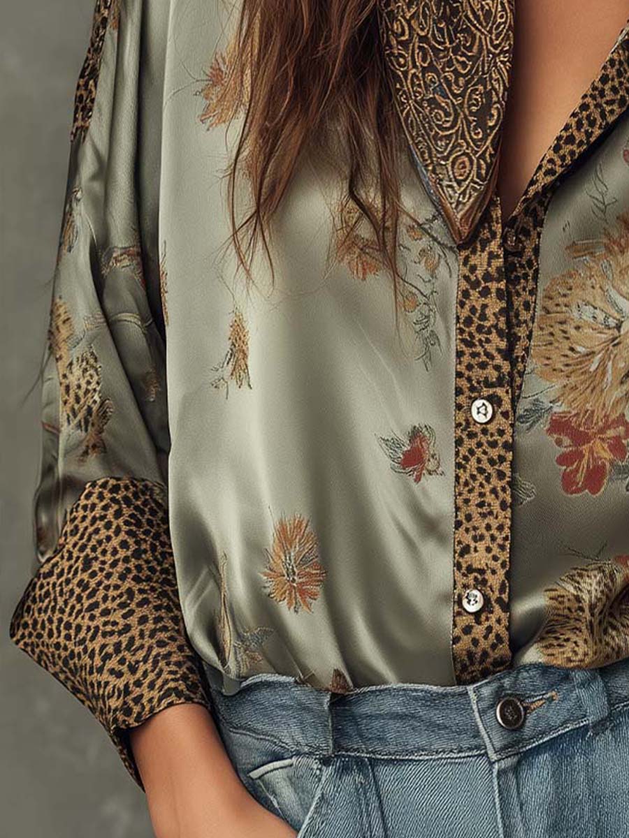 Women's Satin Button-Down Shirt