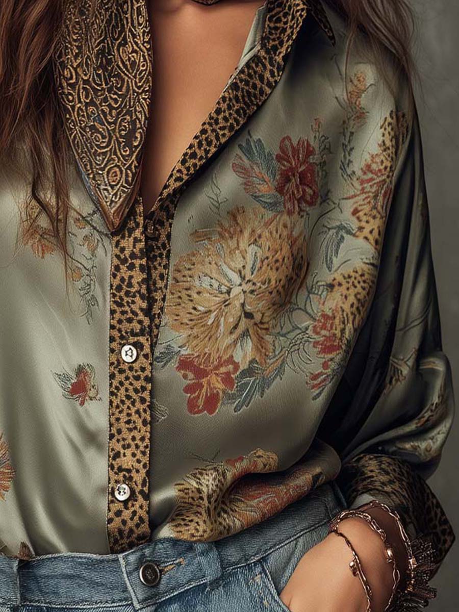 Women's Satin Button-Down Shirt