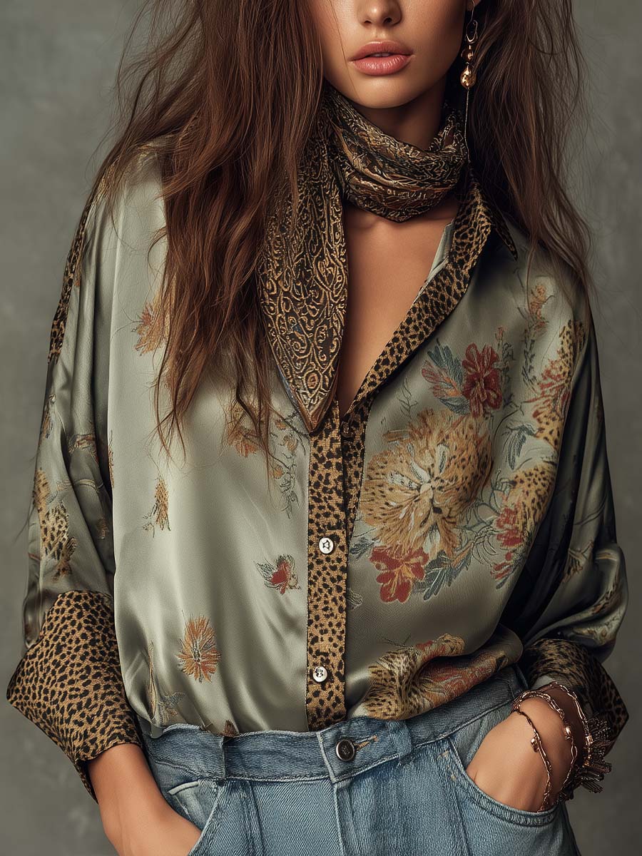 Women's Satin Button-Down Shirt