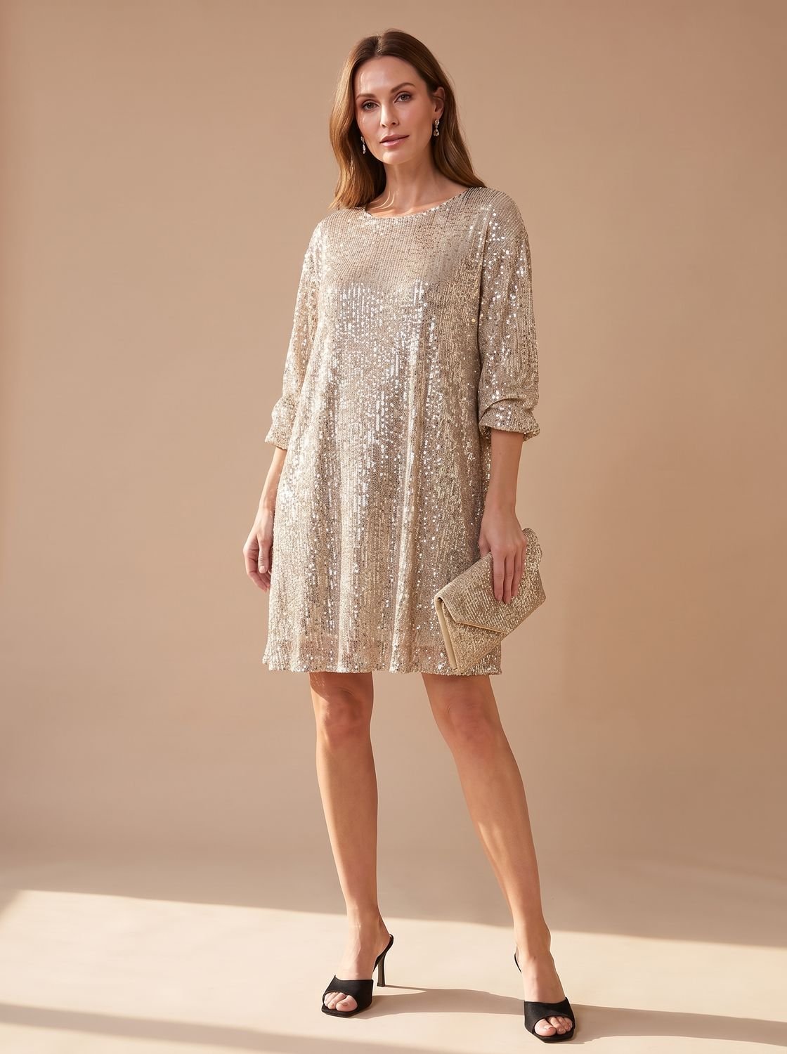 Women's Sequin Asymmetric Draped Mini Dress