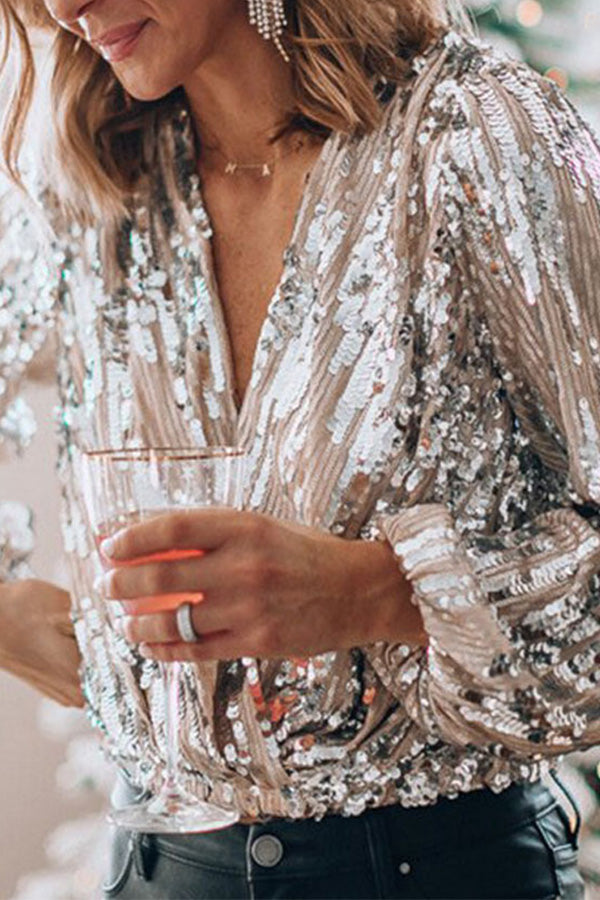Women's Sequin Wrap Bodysuit