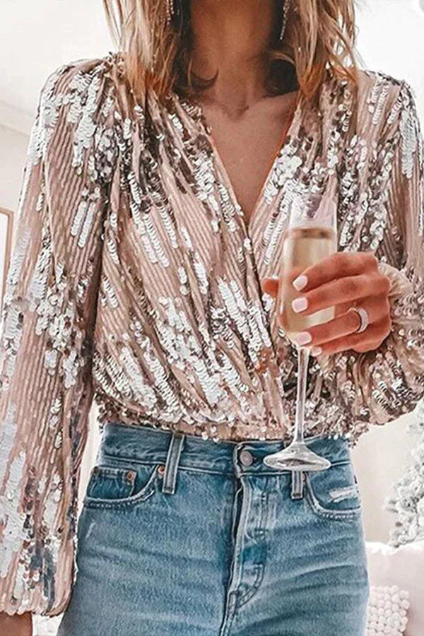 Women's Sequin Wrap Bodysuit