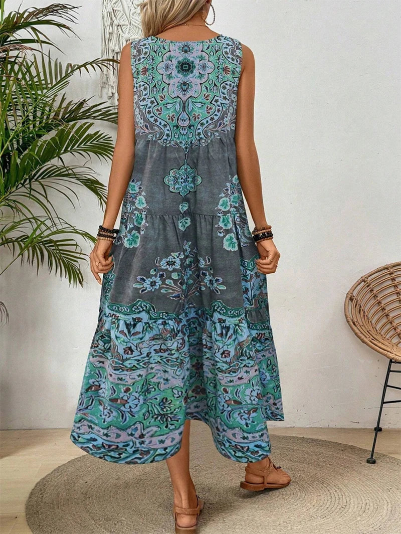 Women's Sleeveless Boho Maxi Dress