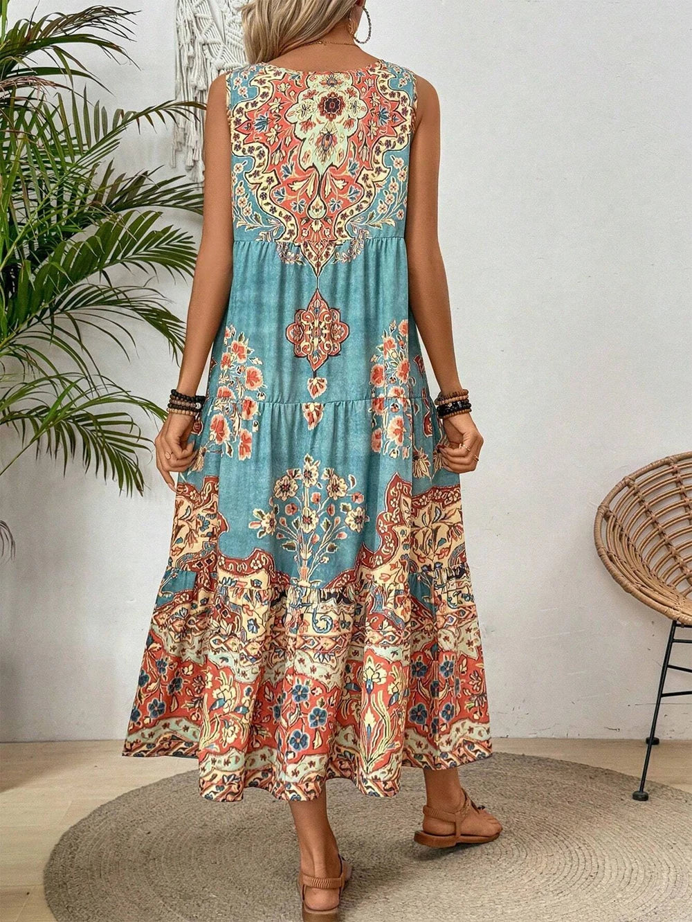 Women's Sleeveless Boho Maxi Dress