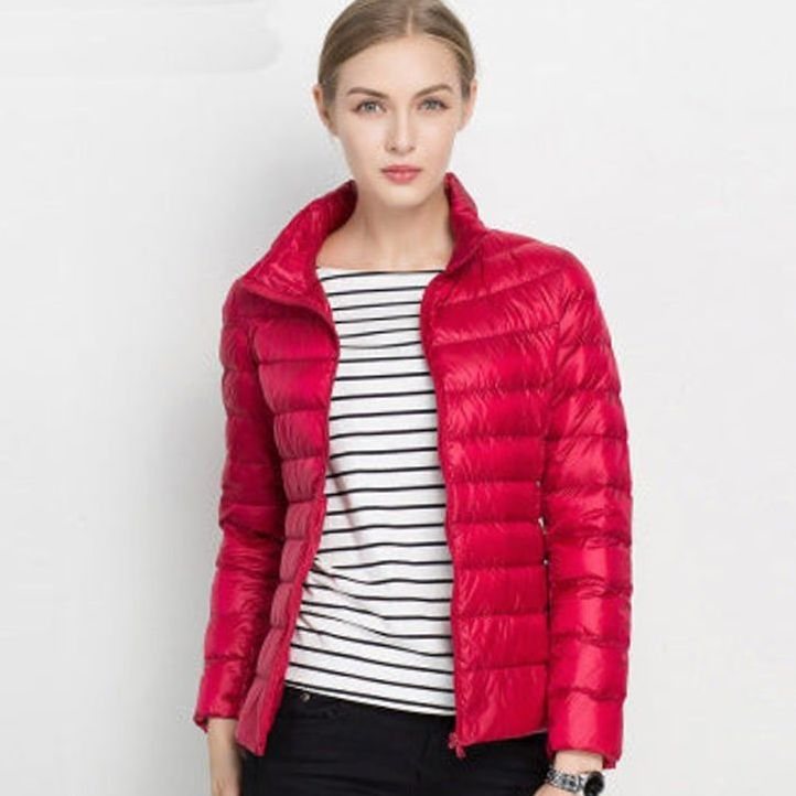 Women's Slim-Fit Lightweight Puffer Winter Coat with Stand Collar