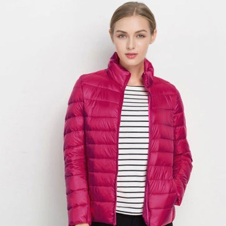Women's Slim-Fit Lightweight Puffer Winter Coat with Stand Collar