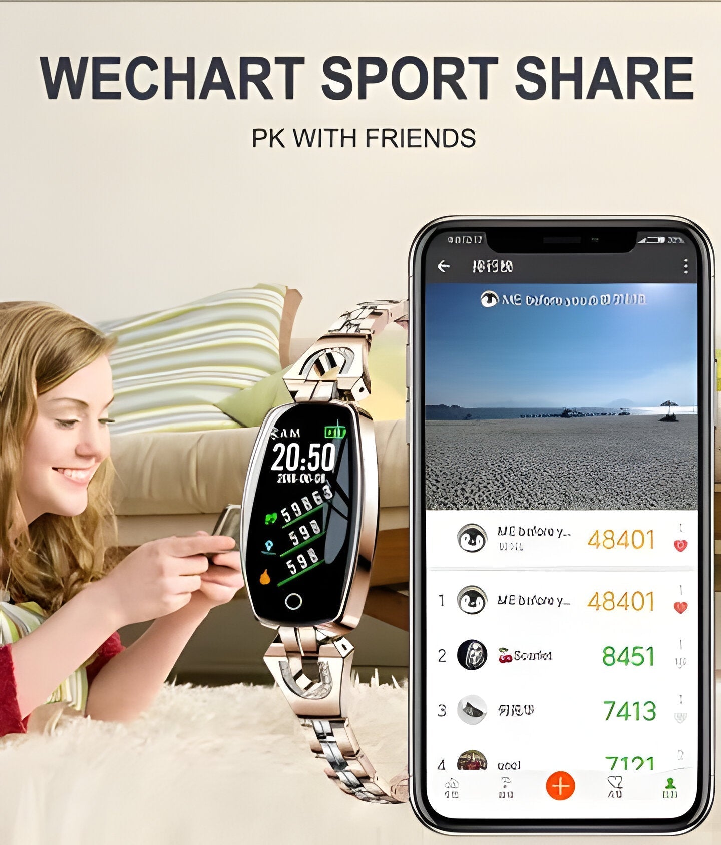 Women's Smart Fitness Bracelet with Heart Rate Monitor