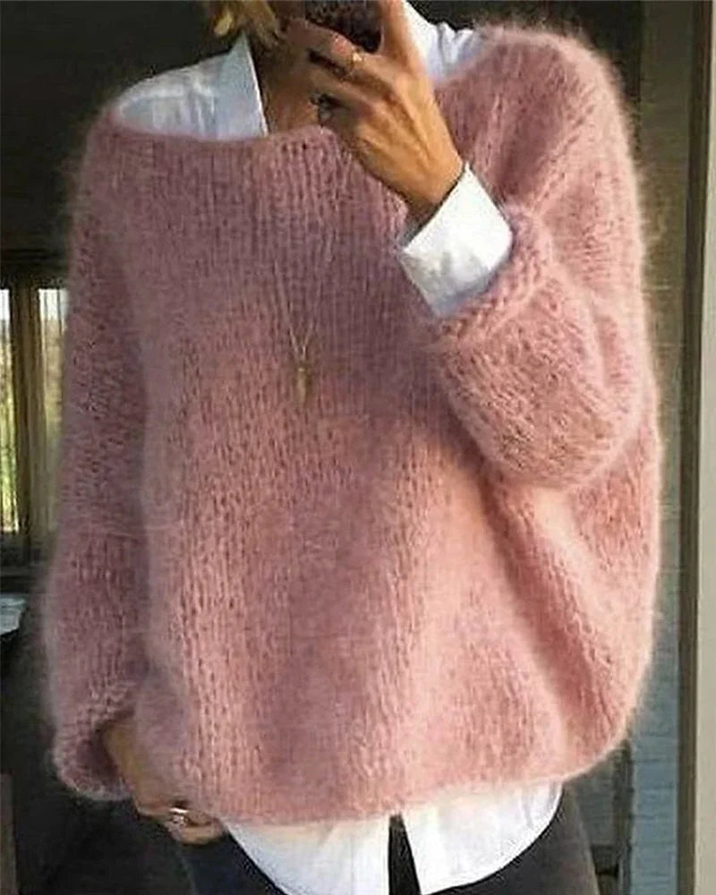 Women's Soft Long-Sleeved Knit Sweater with Comfortable Fit for Winter