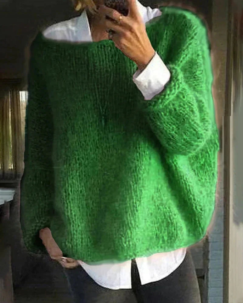 Women's Soft Long-Sleeved Knit Sweater with Comfortable Fit for Winter