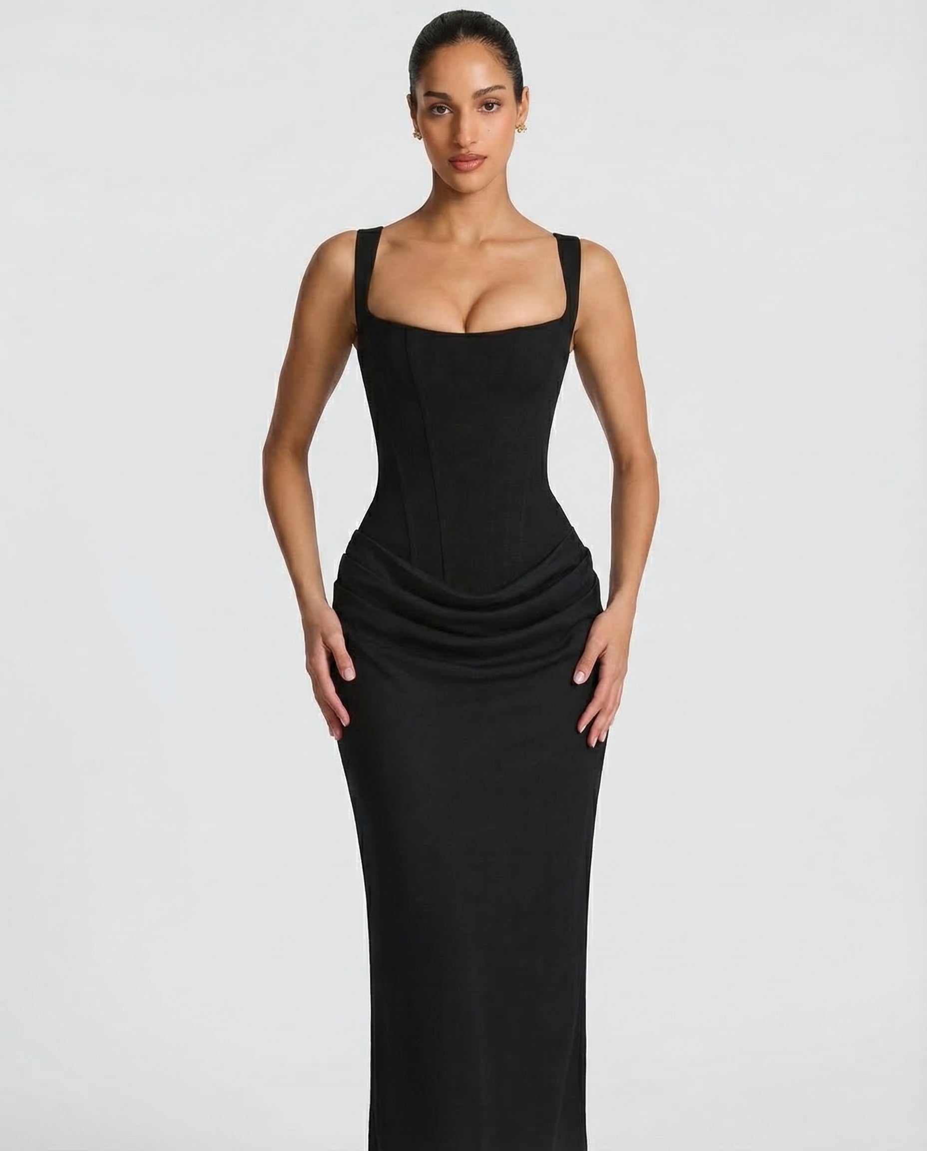 Women's Square Neck Bodycon Maxi Dress