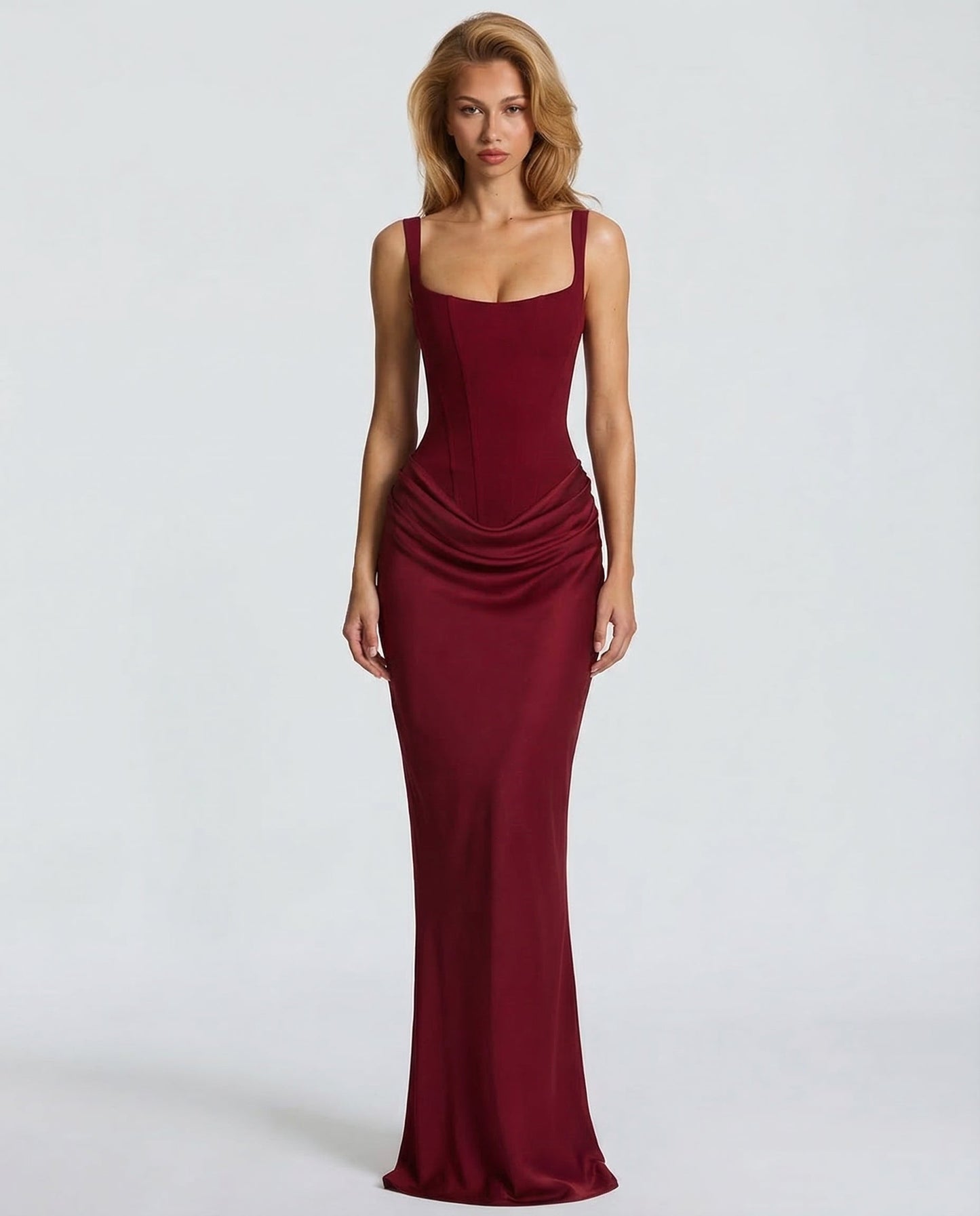 Women's Square Neck Bodycon Maxi Dress