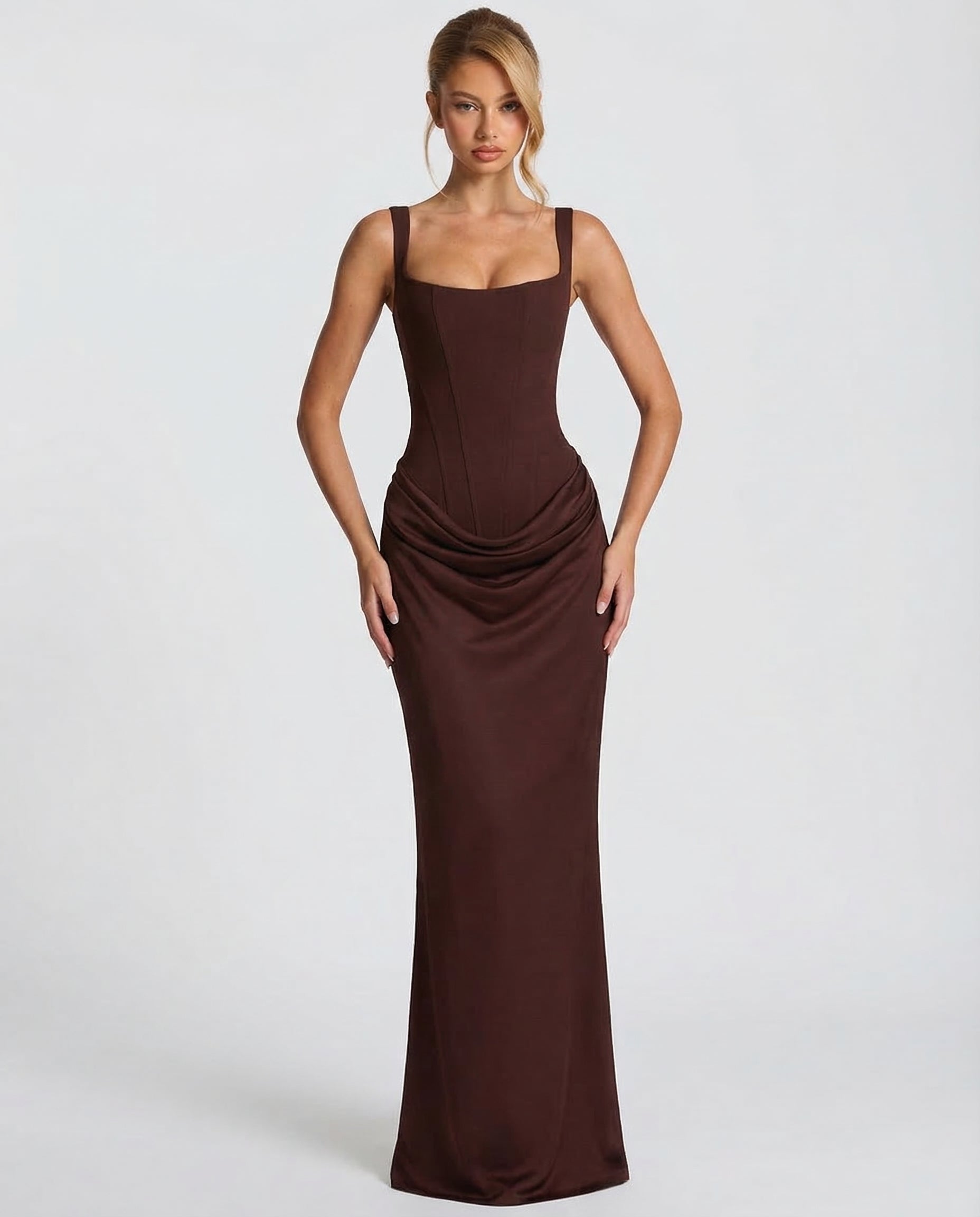 Women's Square Neck Bodycon Maxi Dress