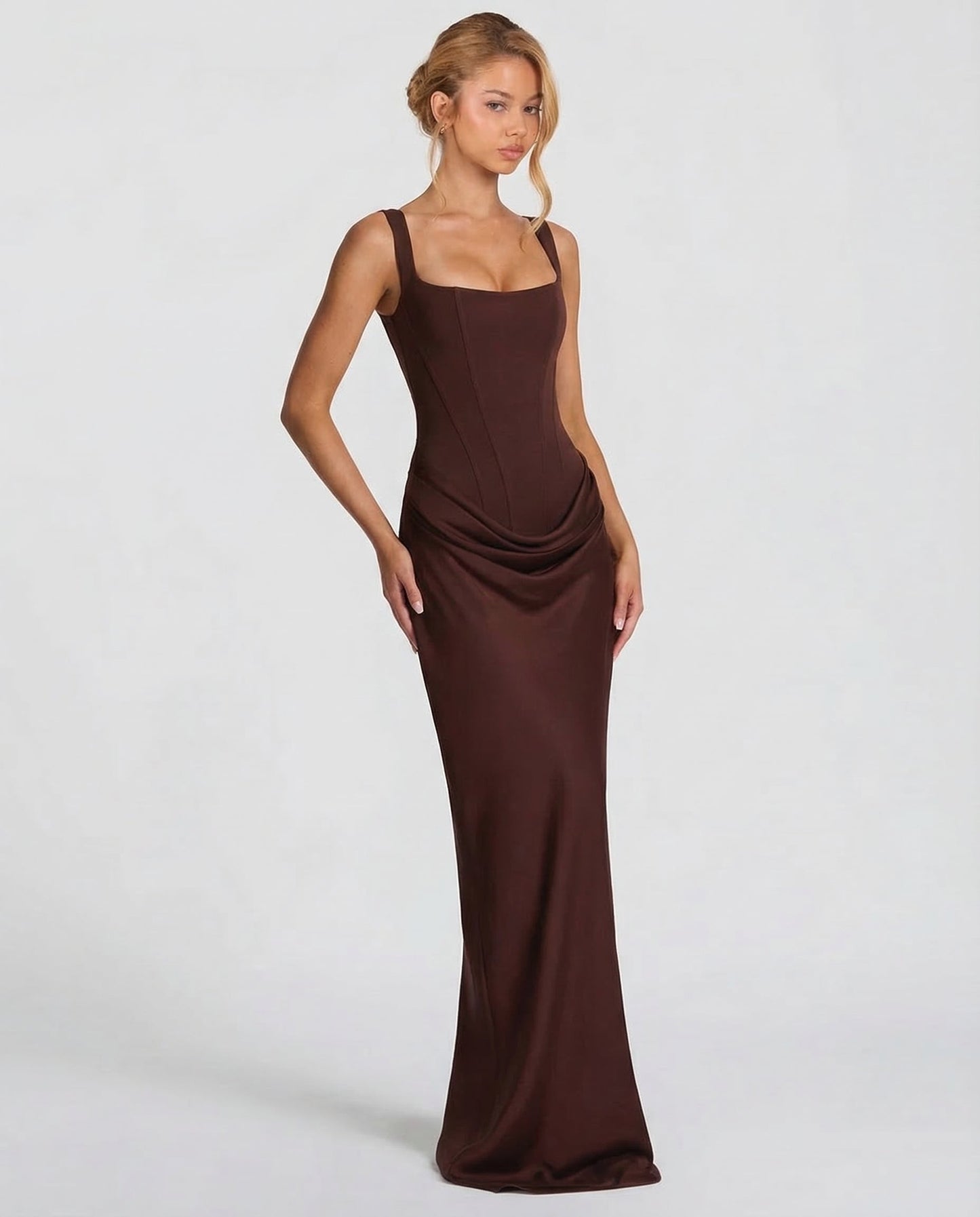 Women's Square Neck Bodycon Maxi Dress