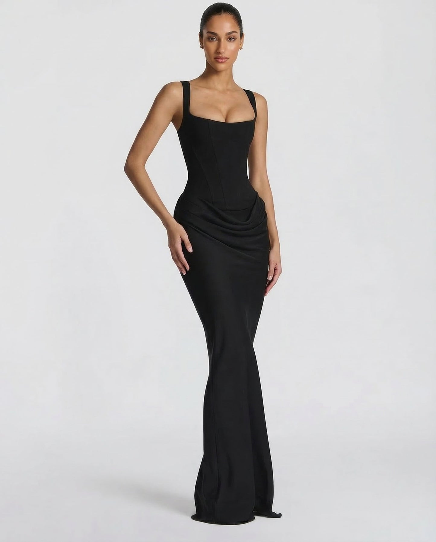 Women's Square Neck Bodycon Maxi Dress