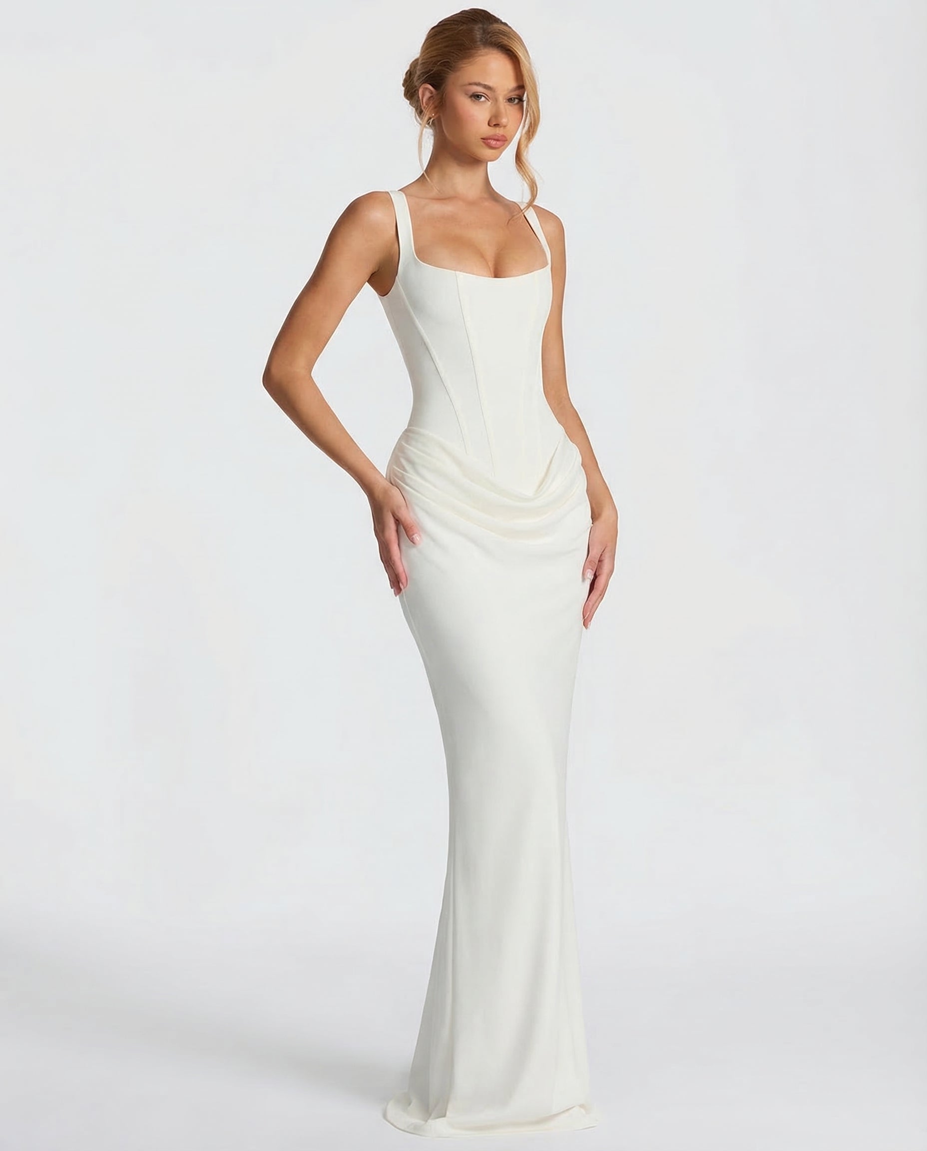 Women's Square Neck Bodycon Maxi Dress