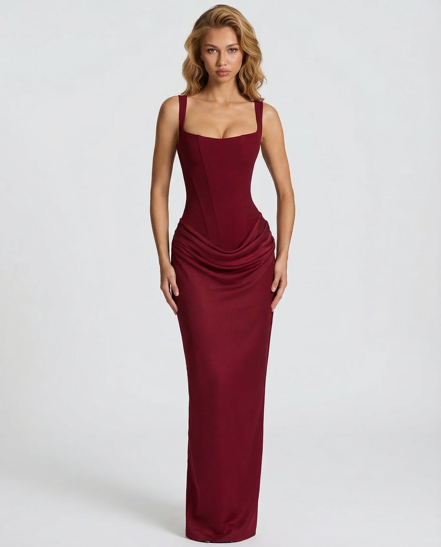 Women's Square Neck Bodycon Maxi Dress