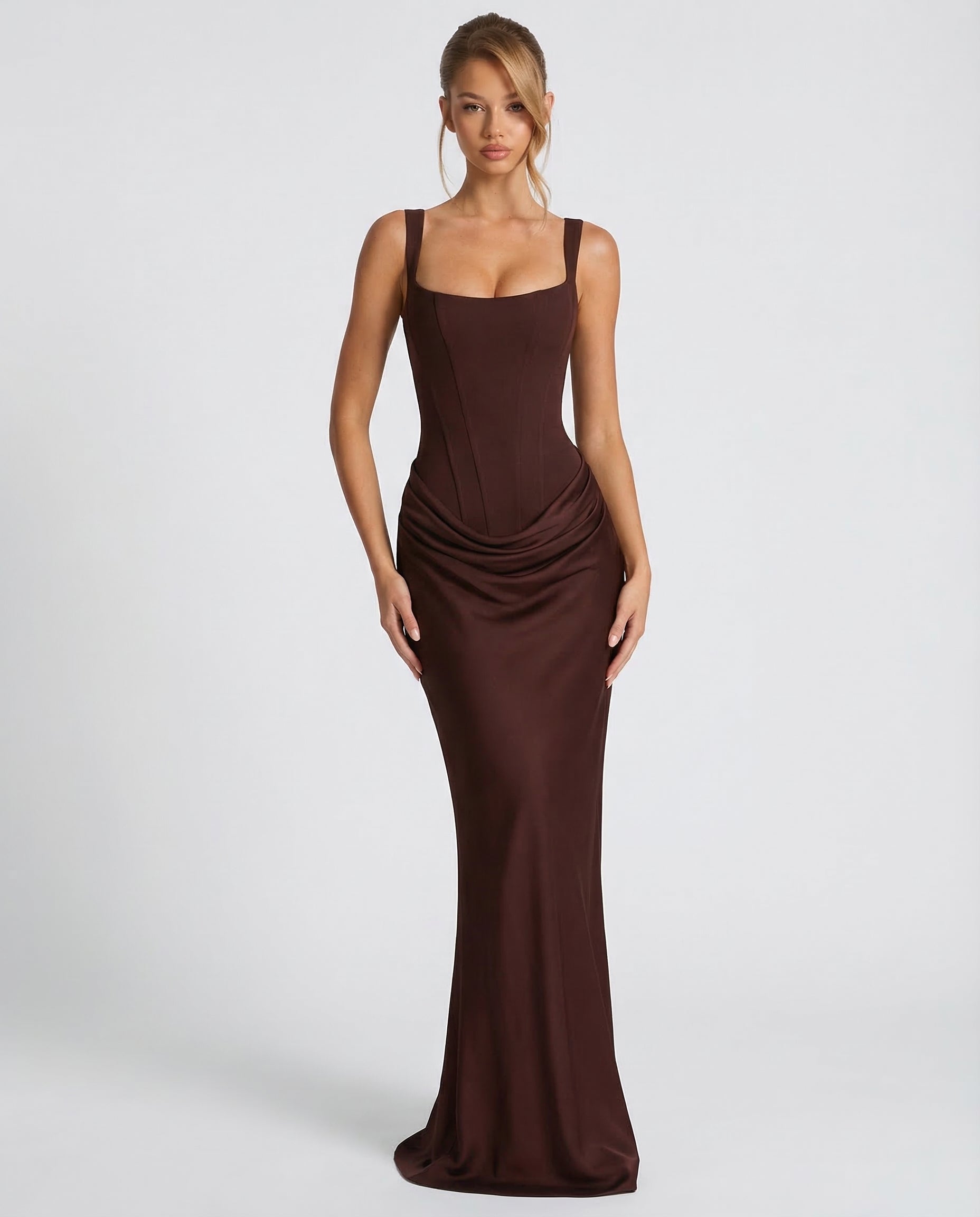 Women's Square Neck Bodycon Maxi Dress