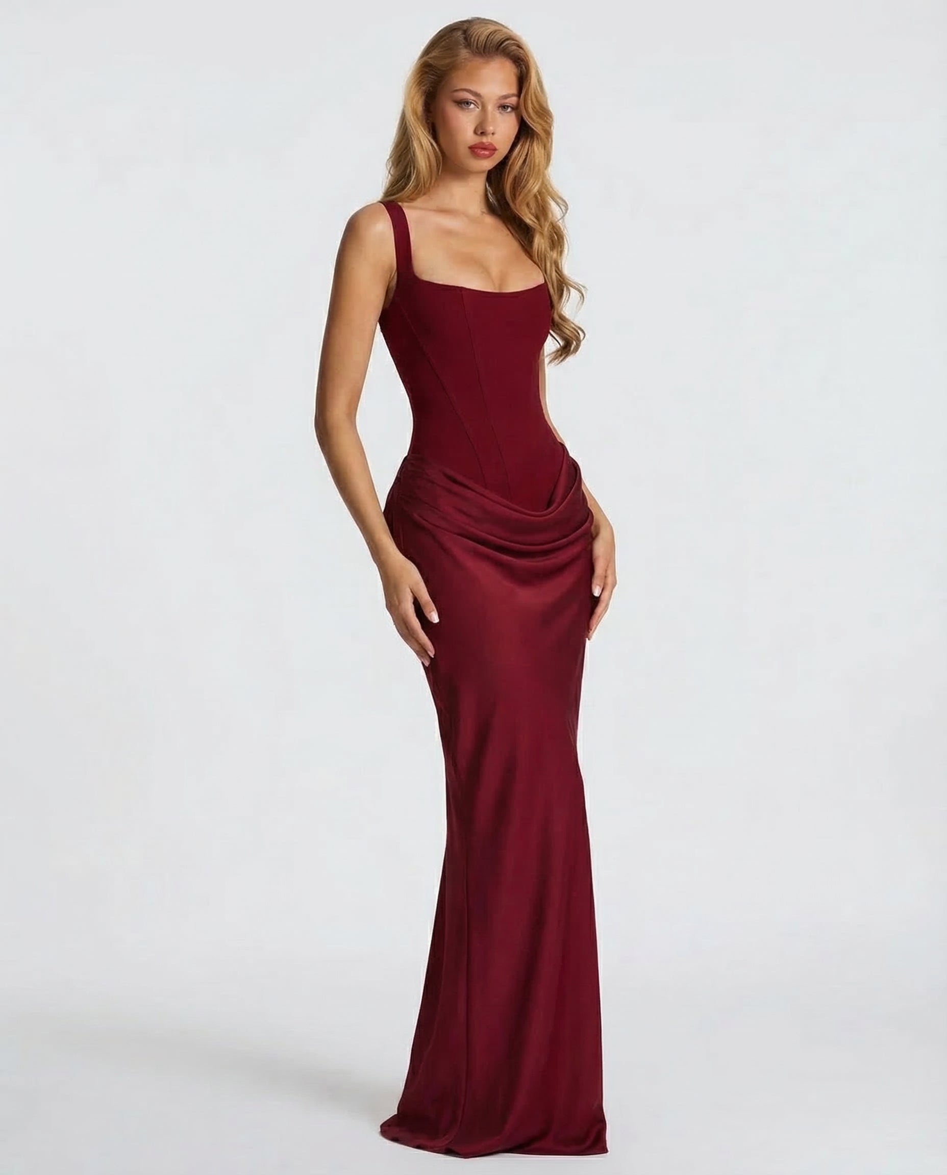Women's Square Neck Bodycon Maxi Dress