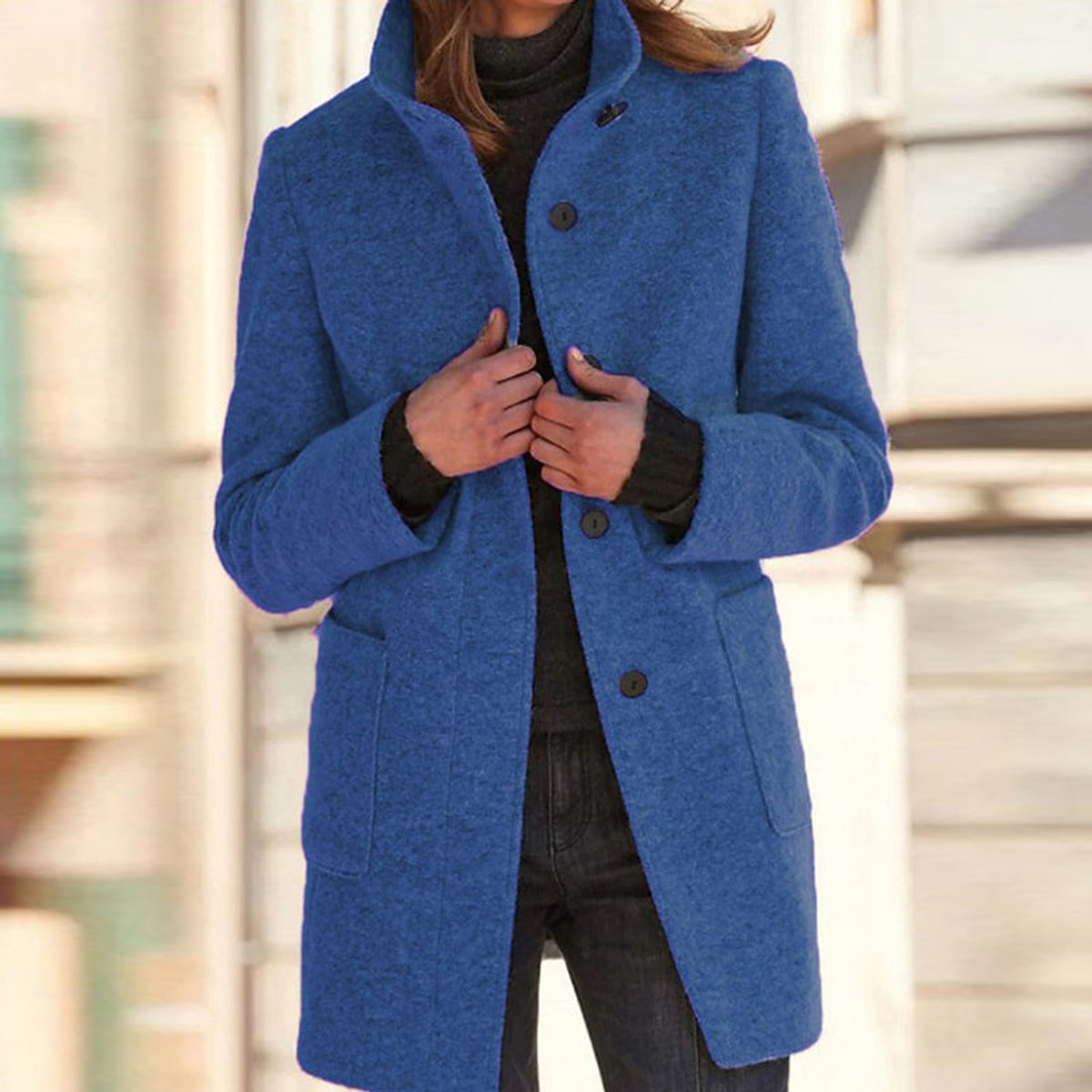 Women's Stand Collar Three-Button Coat